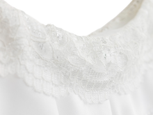Lace detail on the white bridal mini skirt