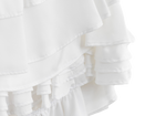 Layered white ruffles on the wedding dress mini skirt