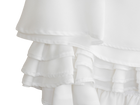 White ruffle mini skirt, fabric and hem detail